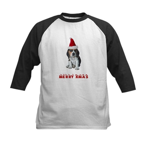 CafePress - Beagle Christmas Kids Baseball Jersey - Kids Cotton Baseball Jersey, 3/4 Sleeve Shirt