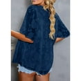 thumbnail image 5 of Uhndy Women's Blouses Crewneck Lace Bell Sleeve Shirts Elegant Casual Loose Summer Babydoll Shirt Tops Dark Blue S, 5 of 5