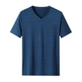 thumbnail image 1 of BOBOGOJP Grands T-Shirts pour Hommes à Rayures Manches Courtes Col Rond (Bleu,m), 1 of 3