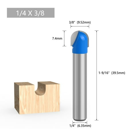 

BCLONG Round Bottom Router Bits 6.35mm Shank Core Box Milling Cutter Woodworking