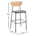 thumbnail image 3 of SAFAVIEH Ryker Scandinavian Style 20.5 in. Barstool, Oak/Grey (20.5 in. W x 20 in. D x 43 in. H), 3 of 12