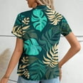 thumbnail image 4 of Hawaiian Shirts for Women Basic Collared Tee Shirt Coconut Palm Hawaii Style Tunic Blouses Button Down Short Sleeve Blouses Summer Beach Shirt Tropical Shirts Loose Flowy Cardigan, 4 of 6