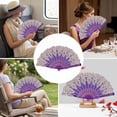 thumbnail image 7 of Byfri 6 Pack Gold Trim Floral Folding Hand Fans Clacking Handheld Fans for Line Dancing Weddings 43x24cm, 7 of 7