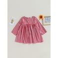 thumbnail image 4 of Bagilaanoe Toddler Baby Girl Fall Dress Plaid Long Sleeve A-line Dresses Headband 6M 12M 18M 24M 3T Infant Casual Swing Sundress, 4 of 9