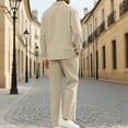thumbnail image 5 of Solid-Color Textured Casual Collared Pullover Long-Sleeve Top And Pants Sports Set, 5 of 5