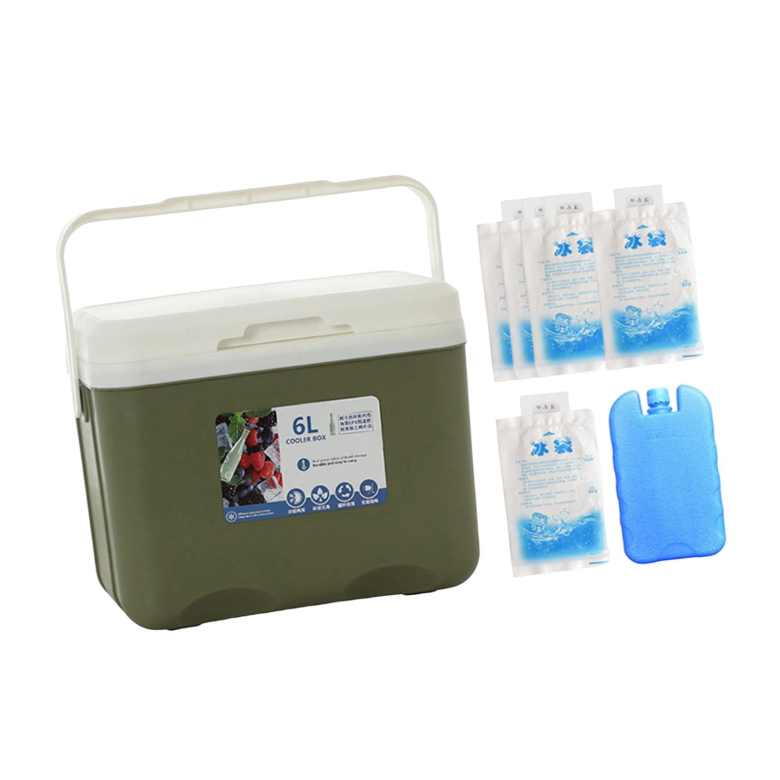 QccHieUs Camp Cooler, Ice Chest Box, Portable for Freeze/Hot Food with Ice Pack Cold Case Green