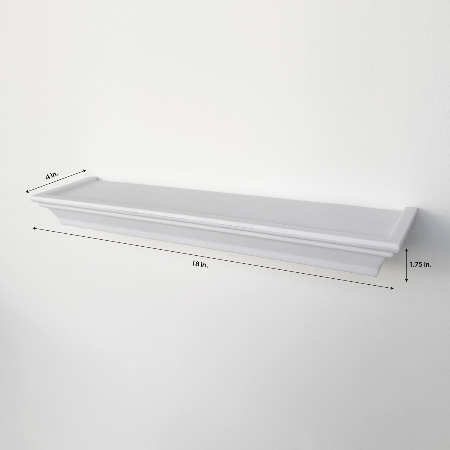 Mainstays 18" Plastic Wall Shelf, White