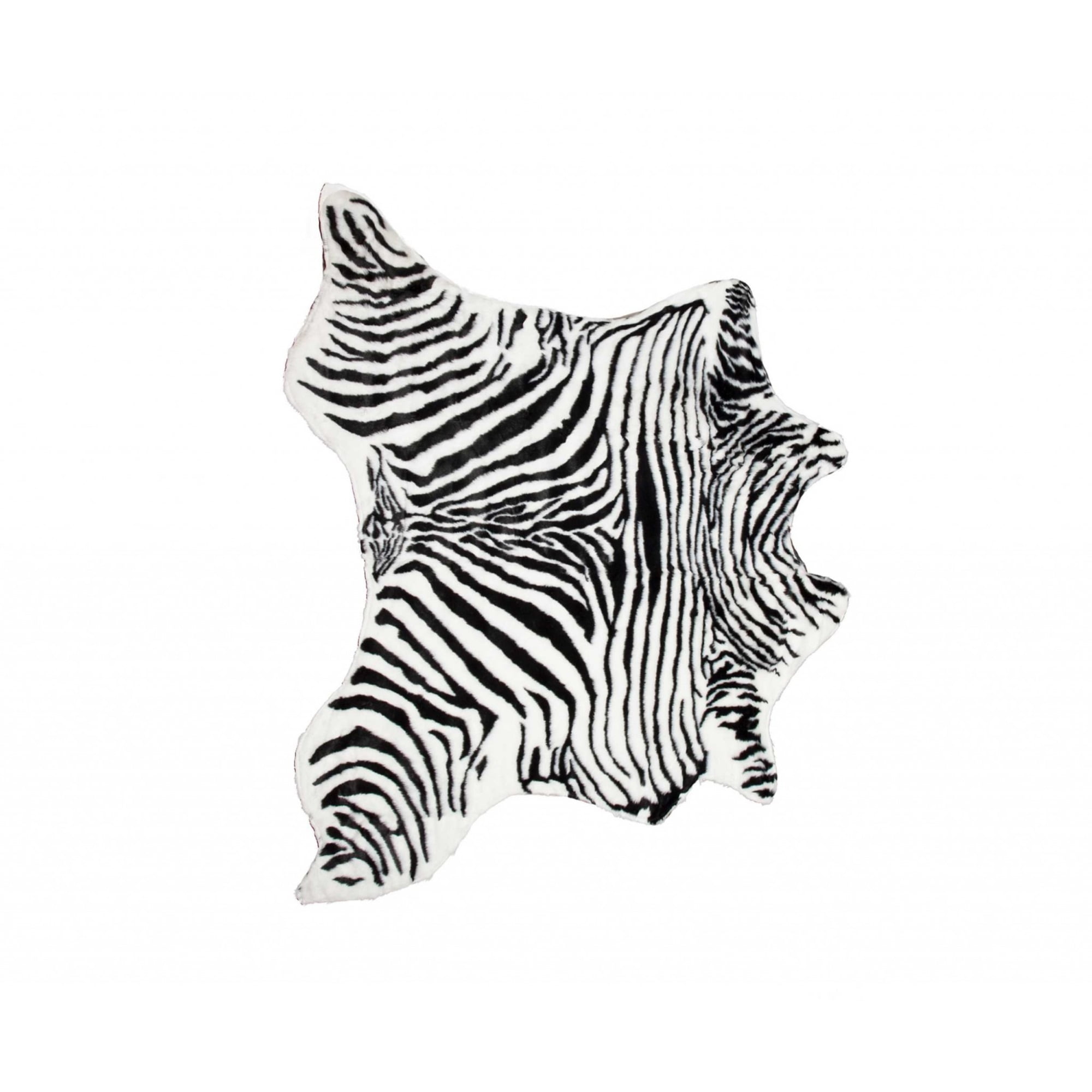 51" x 60" Denton Zebra Black And White, Faux Hide Area Rug