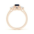 thumbnail image 2 of ANGARA Natural 1 Ct Classic Round Sapphire and Diamond Three Stone Ring in 14K Rose Gold for Women (Size-6mm) | September Birthstone, Anniversary, Jewelry Gift for Women | Natural Blue Sapphire Ring, 2 of 9