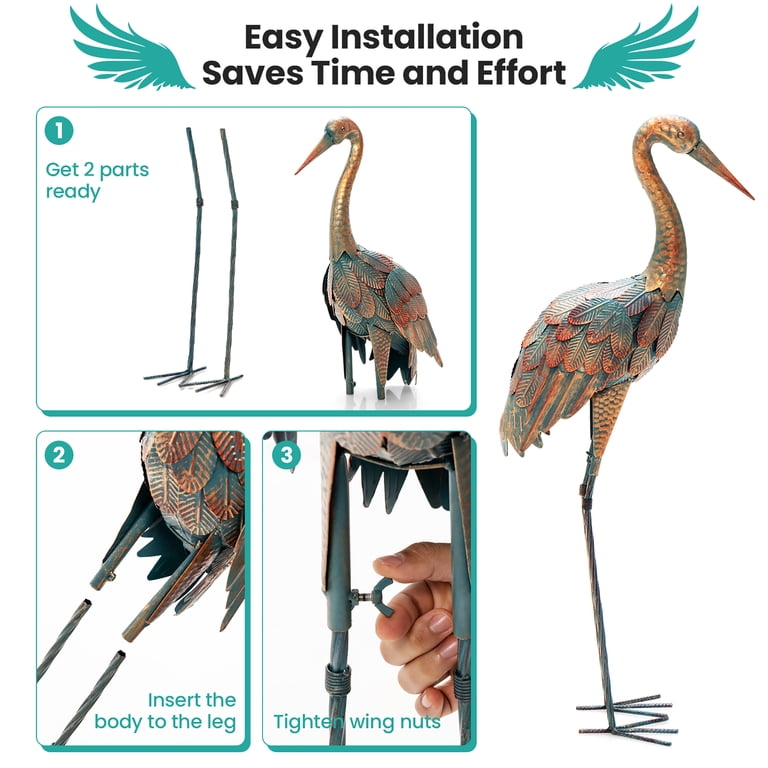 Costway 2-Piece Metal Crane Garden Statue Set, 34"H photo 8