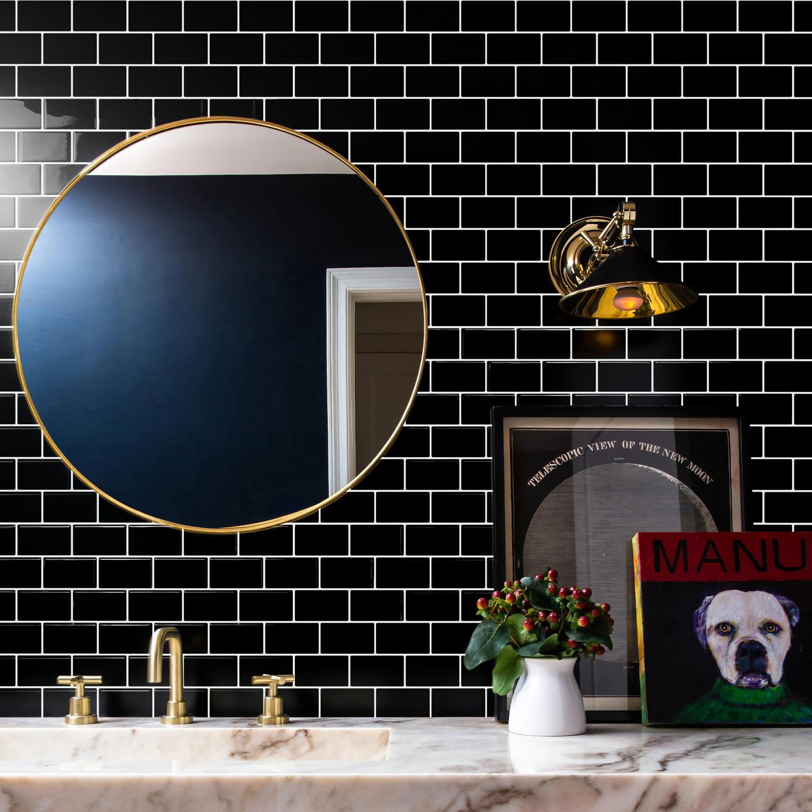 Subway Tiles Peel And Stick Backsplash  On Kitchen In Black (pack Of 10 Thicker Design)