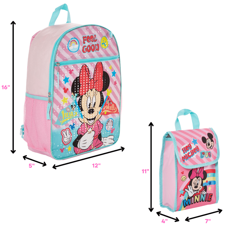 Disney Minnie Mouse Backpack Set 16 Kids Lunch Bag Water Bottle