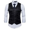 thumbnail image 2 of IROINNID Men's Sleeveless V-Neck Short Vest Print Comfy Everyday Party Double Breasted Blazer Jacket, 2 of 5