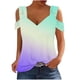 thumbnail image 2 of Fiudx Ropa de Mujer Blusas con Cuello En V y Hombros Descubiertos para Mujer, Top de Manga Corta, 2 of 5