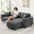 thumbnail image 2 of HOMCOM Sectional Sofa, 3 Seater L-Shaped Couch with Integrated Seat, Grey, 2 of 10