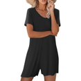 thumbnail image 5 of Women Rompers under $5! Xqxayjr Rompers for Women Solid Color Casual Short Sleeve V Neck Short Jumpsuits One Piece Jumps with Pockets, 5 of 9