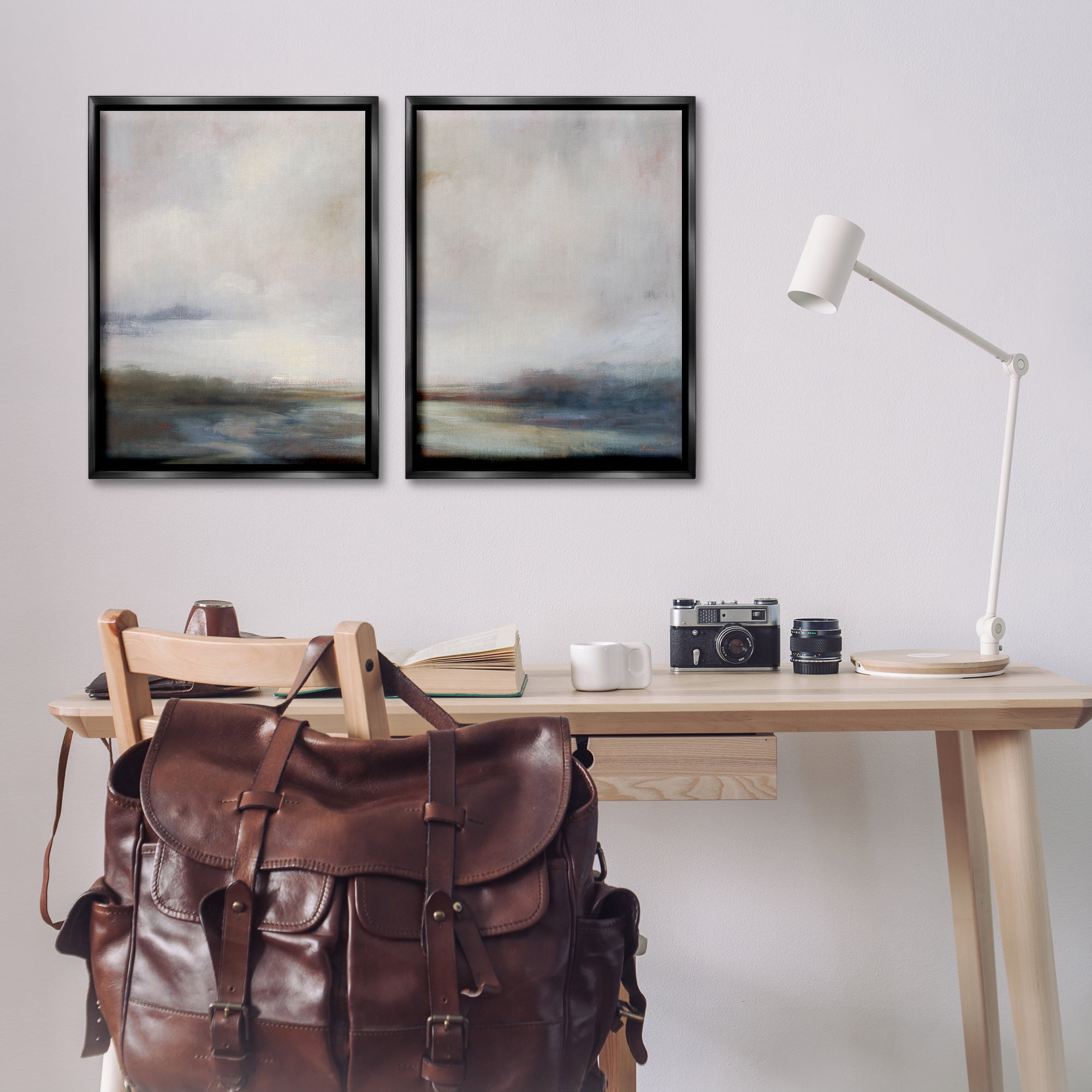 Stupell Industries Moody Clouds Landscape Landscape & Nature Painting Black Floater Framed Canvas Art Print Wall Art, 21 x 31, Set of 2