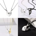 thumbnail image 2 of HOOUN 1 Pair Couple Necklaces Magnetic Heart Charm Valentines' Day Gift Romantic Color-Black White, 2 of 9