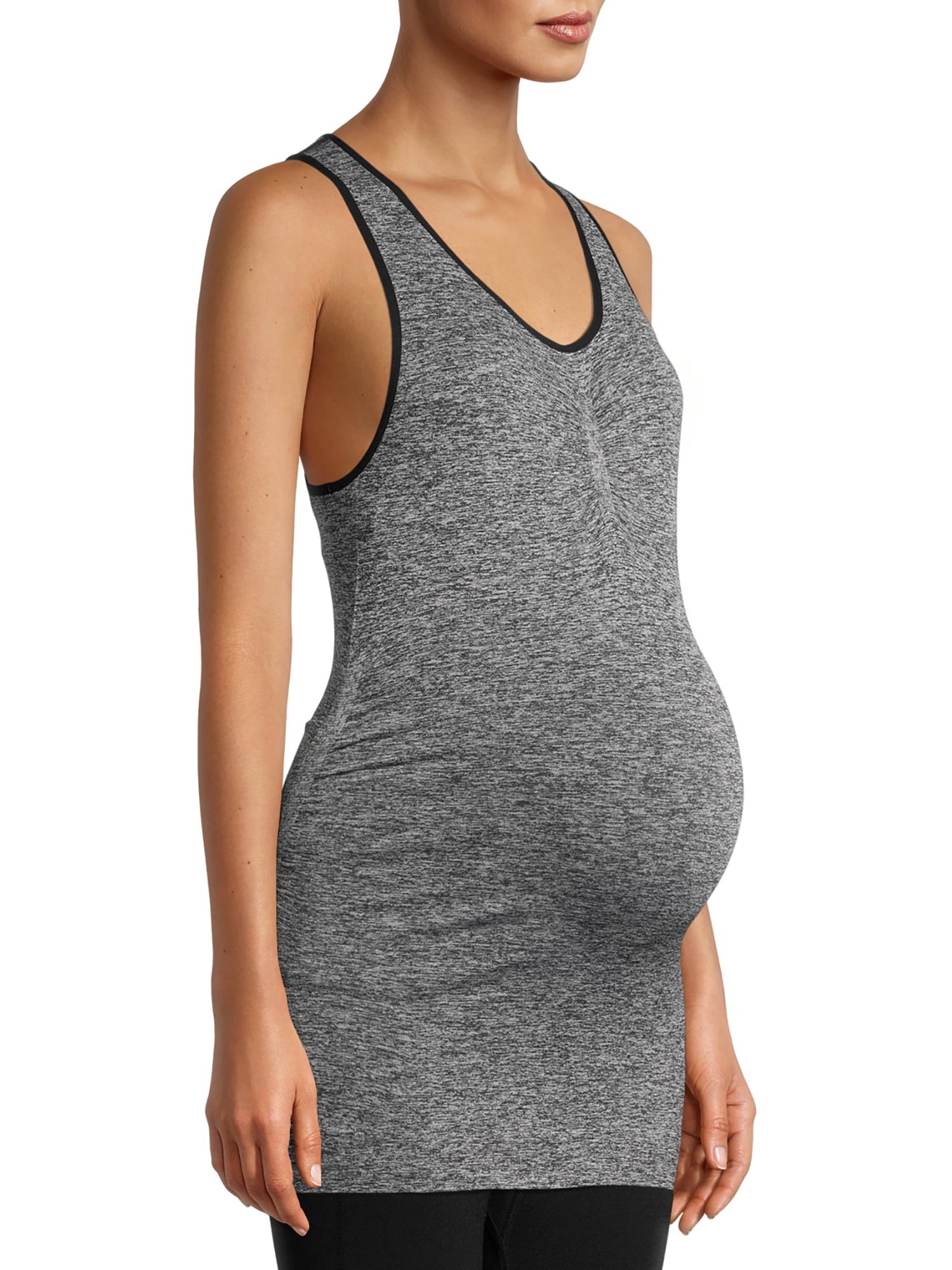 Ecavus Women's Maternity Tank Tops Seamless Racerback Sleeveless Workout Athletic Yoga Tops Pregnancy Shirt 