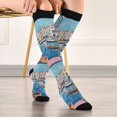 thumbnail image 5 of FORMRS Womens Knee High Socks Casual Long Thick Travel Daily Wear, 1 Pair, Blue Plants Window, 5 of 6