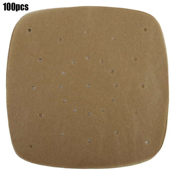 100 pièces de papier parchemin, doublures de friteuse à air de 7,5 pouces perforées doublures en papier à vapeur carrées pour la cuisson à la vapeur de la friteuse à air(Couleur naturelle)