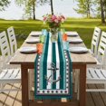 thumbnail image 4 of Table Runners 70 Inches Long Dress Scarves, Teal Blue Anchor Farmhouse Coffee/Dining/Kitchen Table Decor, Holiday Table Runner, Nautical Summer Beach Coastal Ocean 13x70 Inch, 4 of 9