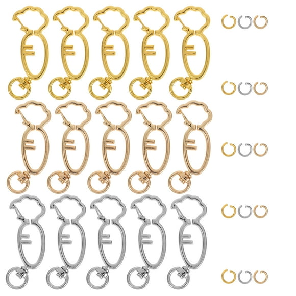 15pcs Keychain Hooks DIY Carrot Shaped Keychain Clips Swivel Clasps Lanyard Snap Hooks Multi-Functional Key Chain Clip Hooks Unique Keychain Clips