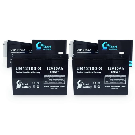 4x Pack - Compatible Gruber Power Services 12-10F2 Battery - Replacement UB12100-S Universal Sealed Lead Acid Battery (12V 10Ah, 10000mAh, F2 Terminal, AGM, SLA)