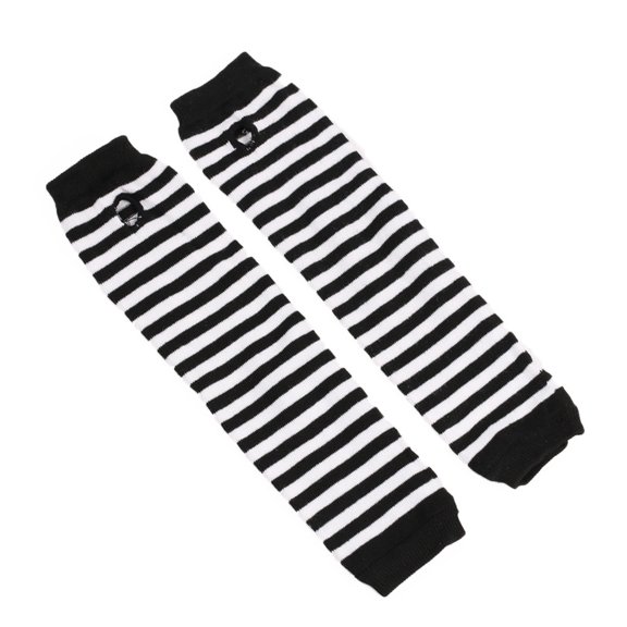 Sofullue Winter Half Finger Glove Long Sleeve Stretchy Stripe Pattern Mittens for Girl
