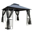 thumbnail image 3 of Gazebo with Netting, SEGMART 10'x10' Gazebo Outdoor Gazebo with Screen, Outdoor Canopy Sun Shelter Gazebo Tent Screen House, Gazebo With Ventilated Double Roof for Outside Yard Deck Patio, LLL4573, 3 of 9