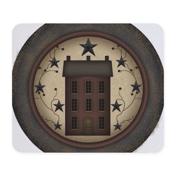 CafePress - Primitive Saltbox And Stars Mousepad - Non-slip Rubber Mousepad, Gaming Mouse Pad