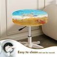 thumbnail image 4 of ZIATUBLE Beach Ocean Bar Stool Seat Covers Starfish Shells Round Stool Covers 2 Pieces with Elastic Bands Dustproof Seat Cover for Vanity Chair 12-14 Inch for Bar Home Hotel, 4 of 6
