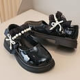 thumbnail image 4 of Avrnliq Girls Mary Jane Shoes Black Patent Faux Leather with Pearl Bow - School Dress Party Shoes for Girls, Comfort Non-Slip, Ages 4-10 Years,Size 5-5.5T, 4 of 7