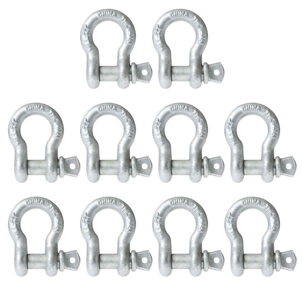 10 PACK HDG 5/16" galvanized ANCHOR SHACKLE 