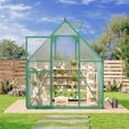 thumbnail image 3 of EastVita 6x9 Ft Aluminum-Framed Polycarbonate Greenhouse Kit Adjustable Roof Vent Clear Pop-up Greenhouse Blue, 3 of 9