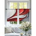 thumbnail image 4 of Abstract Stitching Sheer Curtains 45 Inches Long 2 Panels Red White Water Ripple Gradient Light Filtering Semi Sheer Window Curtains Drapes for Bedroom Living Room 52"x45", 4 of 7