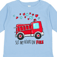thumbnail image 4 of Inktastic Set My Heart on Fire Valentine Fire Truck with Hearts Boys or Girls Long Sleeve Toddler T-Shirt, 4 of 5