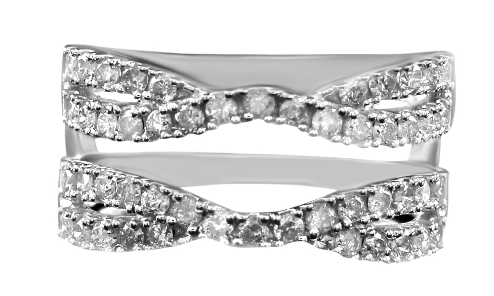 14k White Gold Finish Split Shank Solitaire Enhancer Guard Wrap 1ct Diamond Ring 14k White Gold Finish Split Shank Solitaire Enhancer Guard Wrap 1ct Diamond Ring