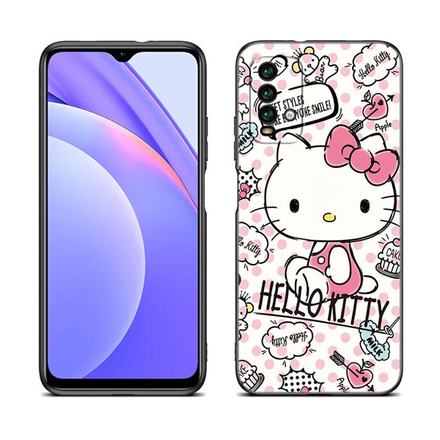 Funda bonita de Hello Kitty para teléfono Xiaomi, carcasa negra para Mi POCO X5 X4 X3 NFC F4 F3 GT 5G C50 C55 C40 F1 M5 S M4 M3 F2 Pro 5G zhangmengya LED