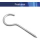 thumbnail image 3 of 50Pcs Ceiling Cups Hooks Self Tapping Screws Hook 2.6" Length Iron Screw in Hanger Hook Eye Shape Ring Hooks Silver, 3 of 5
