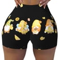 thumbnail image 2 of Daiia Bee Happy Sunflower Gnomes Pattern Women's Workout Shorts Biker Shorts - High Waisted Workout Spandex Tummy Control Gym Running Yoga Shorts-X-Large, 2 of 8