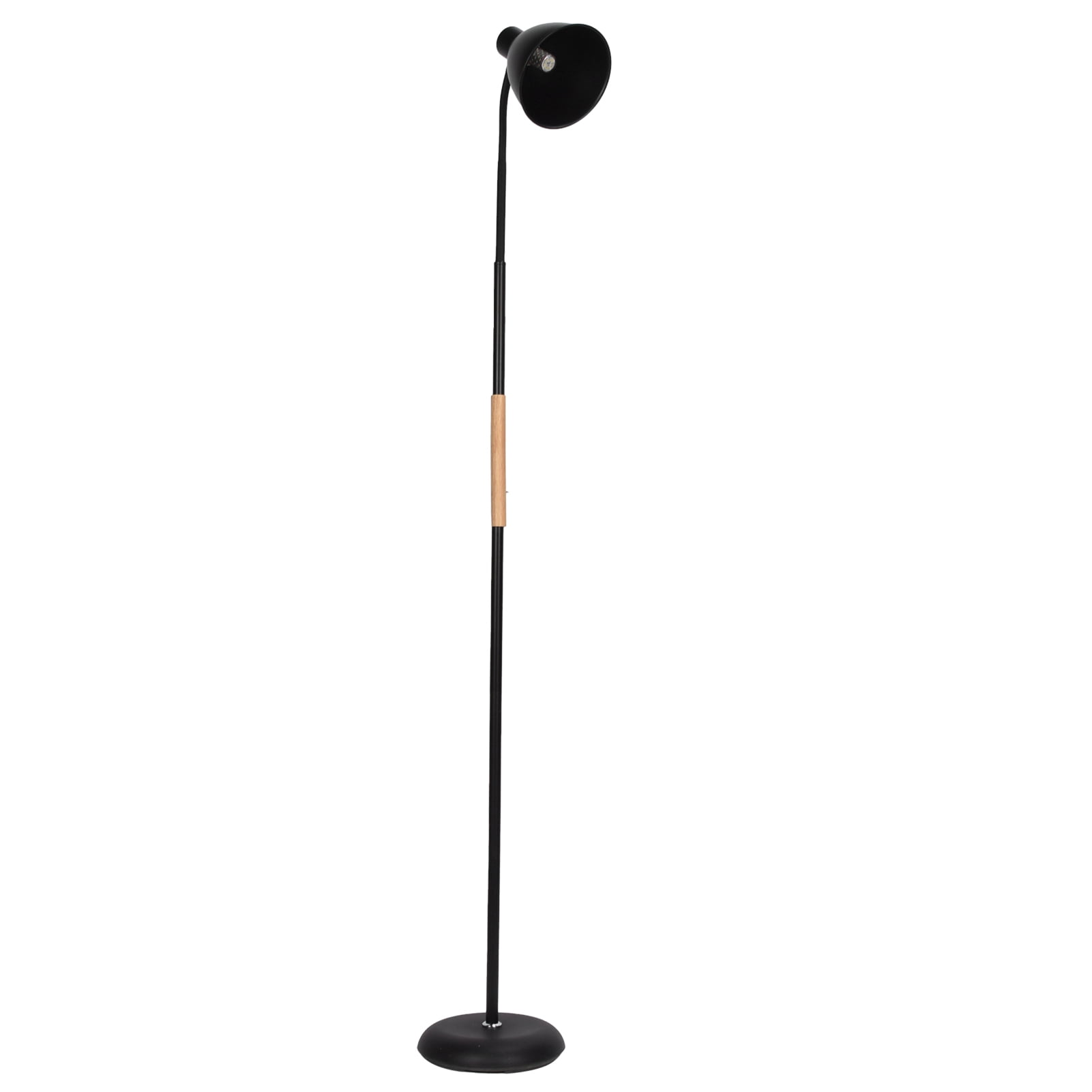 M Buder Simple Floor Lamp Tricolor LED Standing Lamp Living Room Bedroom Bedside Home Lighting Iron Wood Construction Decorative Reading Light Fixture Includes E27 Bulb EU Plug