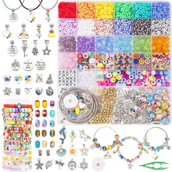 OCARDI Girls Toys Bracelet Making Kit,Unicorn&Mermaid Rainbow Theme Crafts Gift for Birthday Christmas,Jewley Making Kit for Boys,Teen Girls