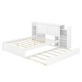 thumbnail image 4 of Euroco Full Size Wood Platform Bed with Trundle, Flexible 4-Tier Shelf in Headboard for Kids, White, 4 of 18