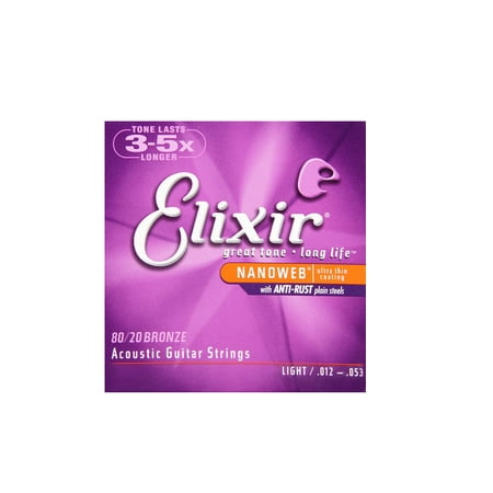 Elixir Nanoweb 80/20 Bronze Light Gauge Acoustic (Best Strings For Rickenbacker 12 String)