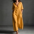 thumbnail image 2 of Bxsruta Womens Maxi Shirt Dress Casual Collared V Neck Short Sleeve Flowy Long Dresses with Pockets, 2 of 4