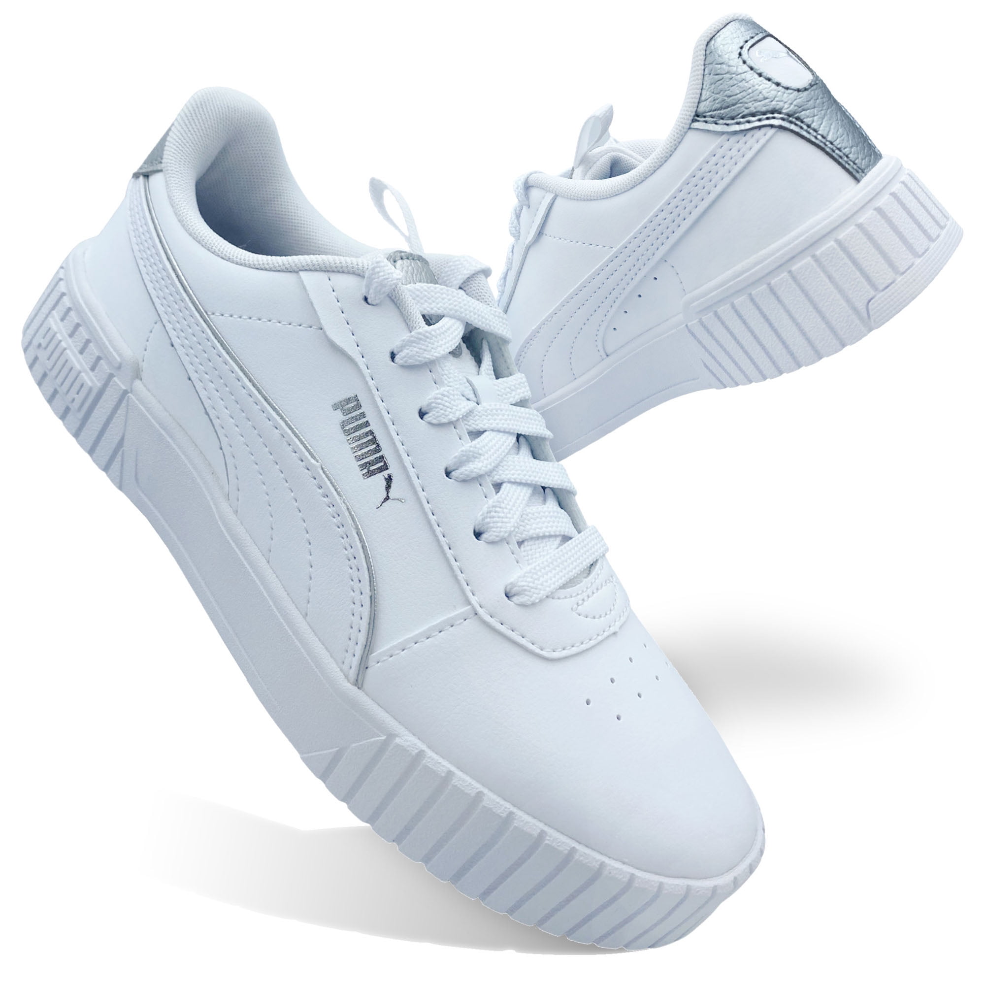 Tenis Puma Carina 2.0 Jr Modelo 394423 Retro Juvenil Blanco Silver Puma Carina Jr 394423 01 Walmart en linea