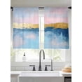 thumbnail image 4 of Sheer Curtains 45 Inches Long, Oil Painting Pink Blue Light Filtering Window Curtains for Living Room/Bedroom, Artwork Abstract Modern Rod Pocket Voile Sheer Curtain Drapes, 52"W x 45"L, 2 Panels, 4 of 8