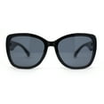 thumbnail image 2 of Womens Classy Elegant Chic Inset Lens Butterfly Plastic Sunglasses All Black, 2 of 4
