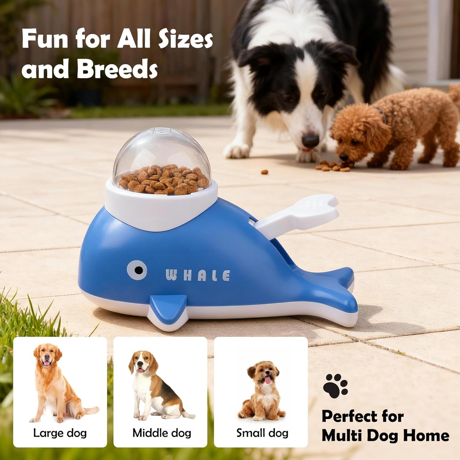 Cat & Dog Puzzle Treat Dispenser - Whale-Shaped Interactive Food Toy, Slow Feeder for Healthy Eating & IQ Training-dh